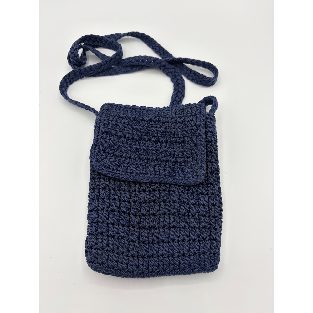 The Sak Navy Blue Crochet Crossbody Bag Mini Phone Tech Pouch Purse